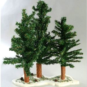 Dept. 56 "Spruce Tree Forest" Set of 3 w/Wooden Base. #5248-5